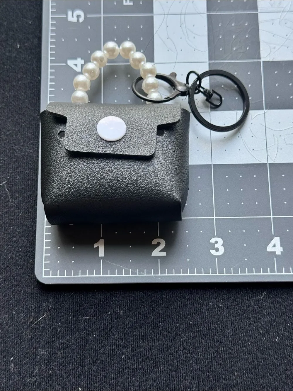 White Faux Leather Mini Purse Key & Card Holder Bag Charm NWT